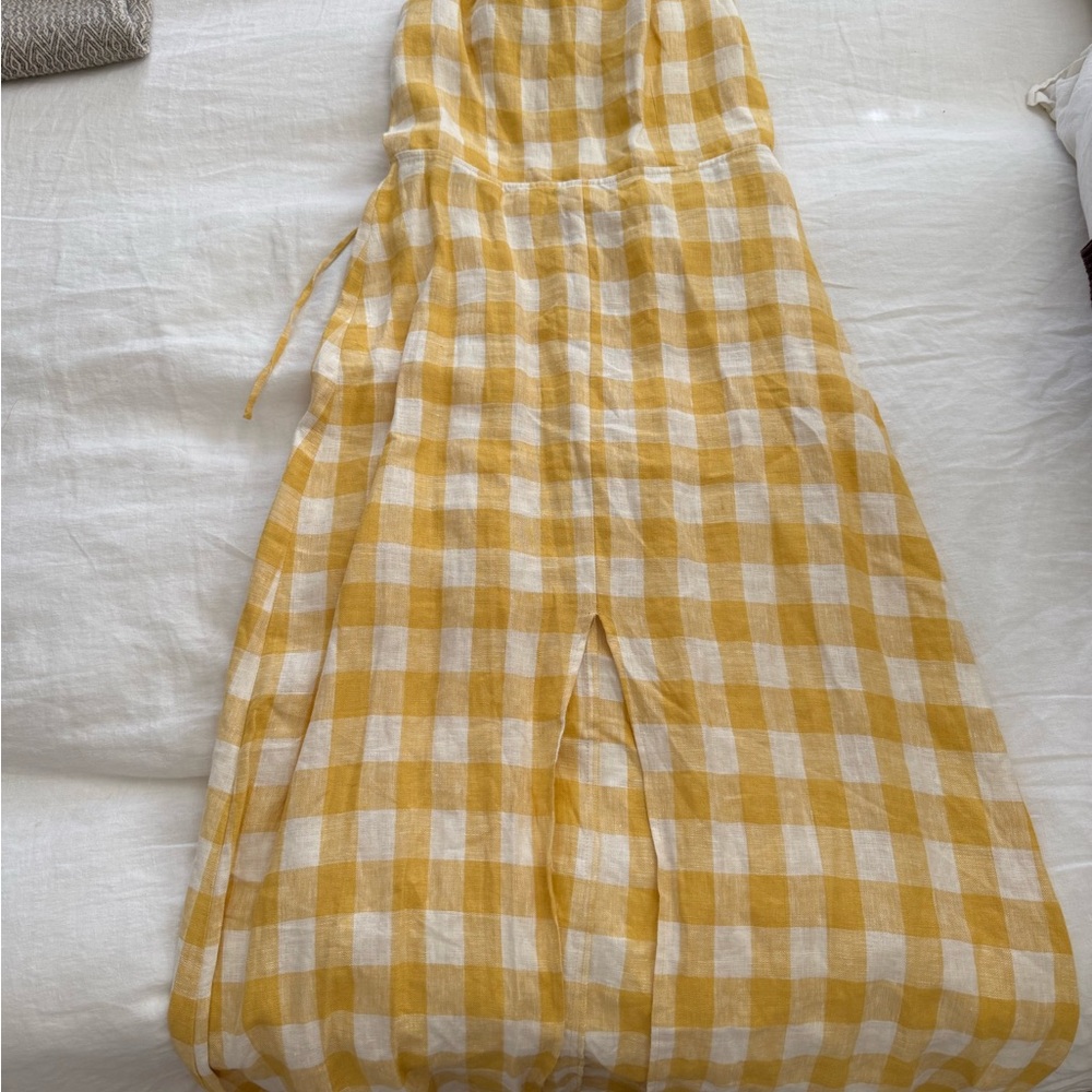 Reformation Yellow Check Backless Dress - Picture 2 of 4